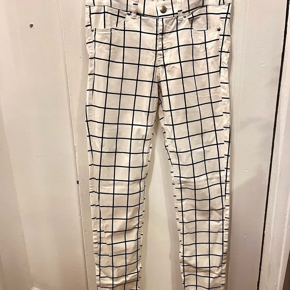 H&M white patterned, skinny pants, size 8